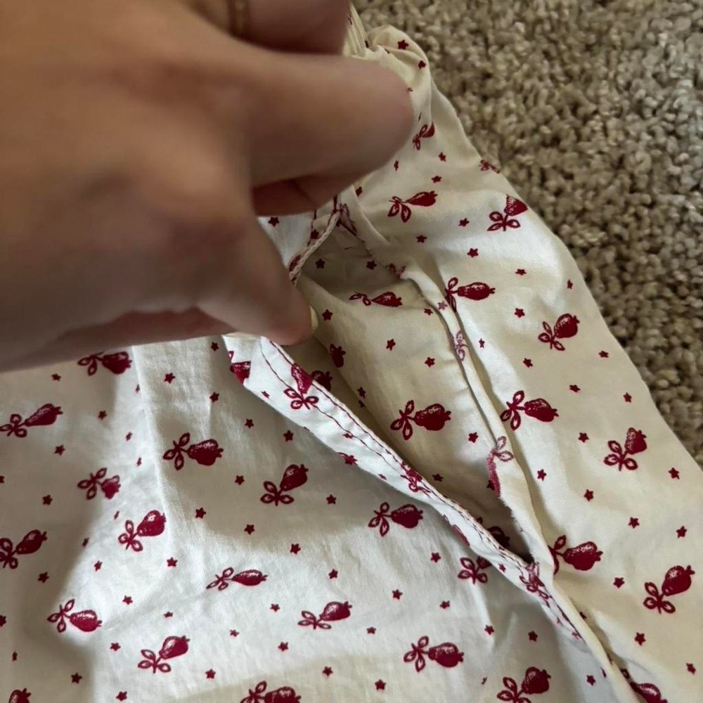 Free People cream & white shorts with red polka dots and small red bird graphic - Picture 6 of 7